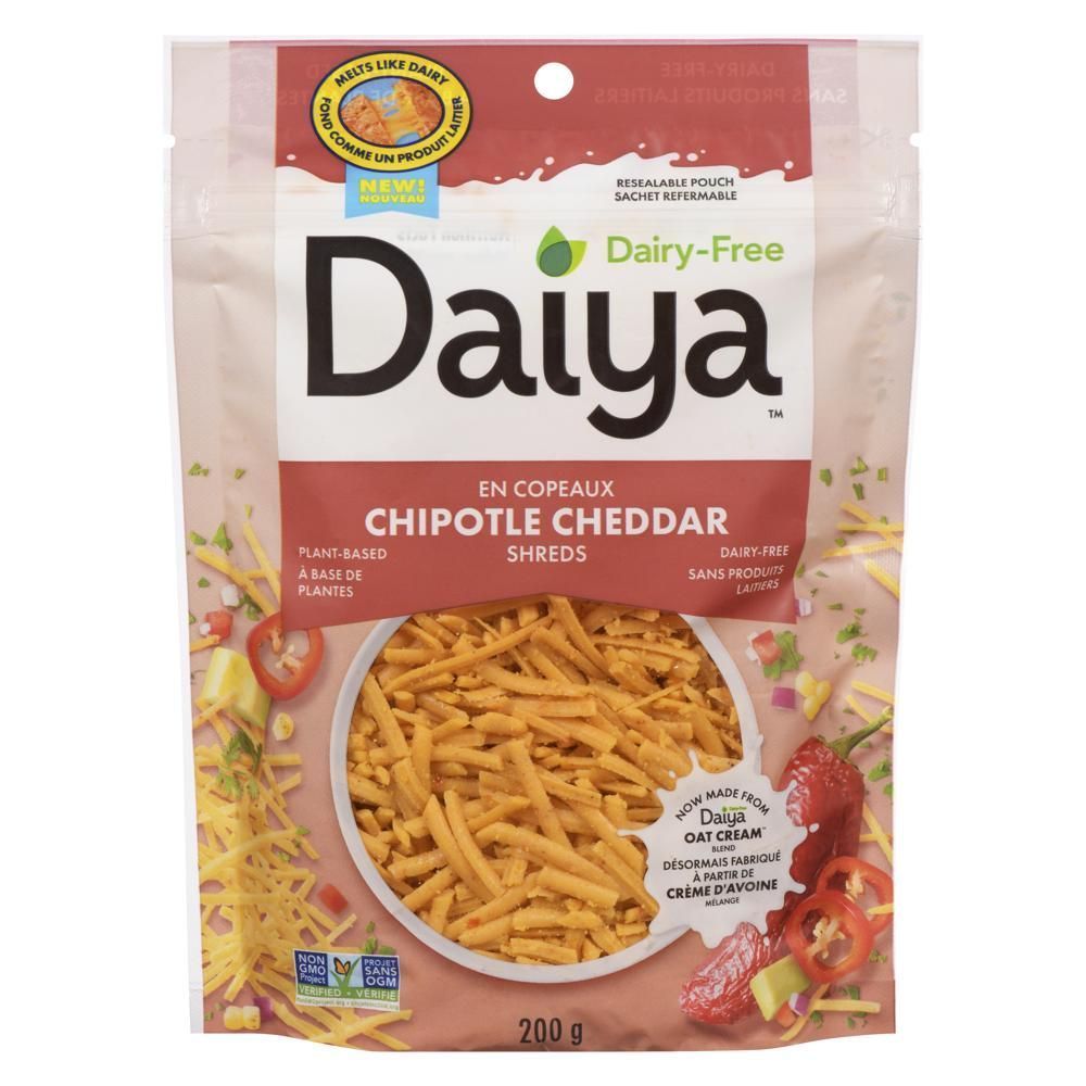 Daiya Cheddar Râpé Au Chipotle, 200 G – 12 Sachets Par Boîte