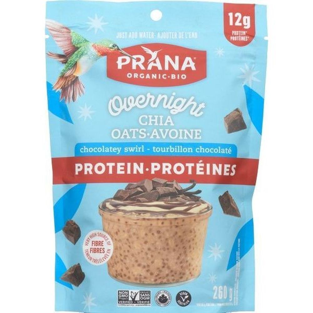 Prana Organic Overnight Chia Oats With Protein Chocolatey Swirl, 260 G -- 6 Per Case