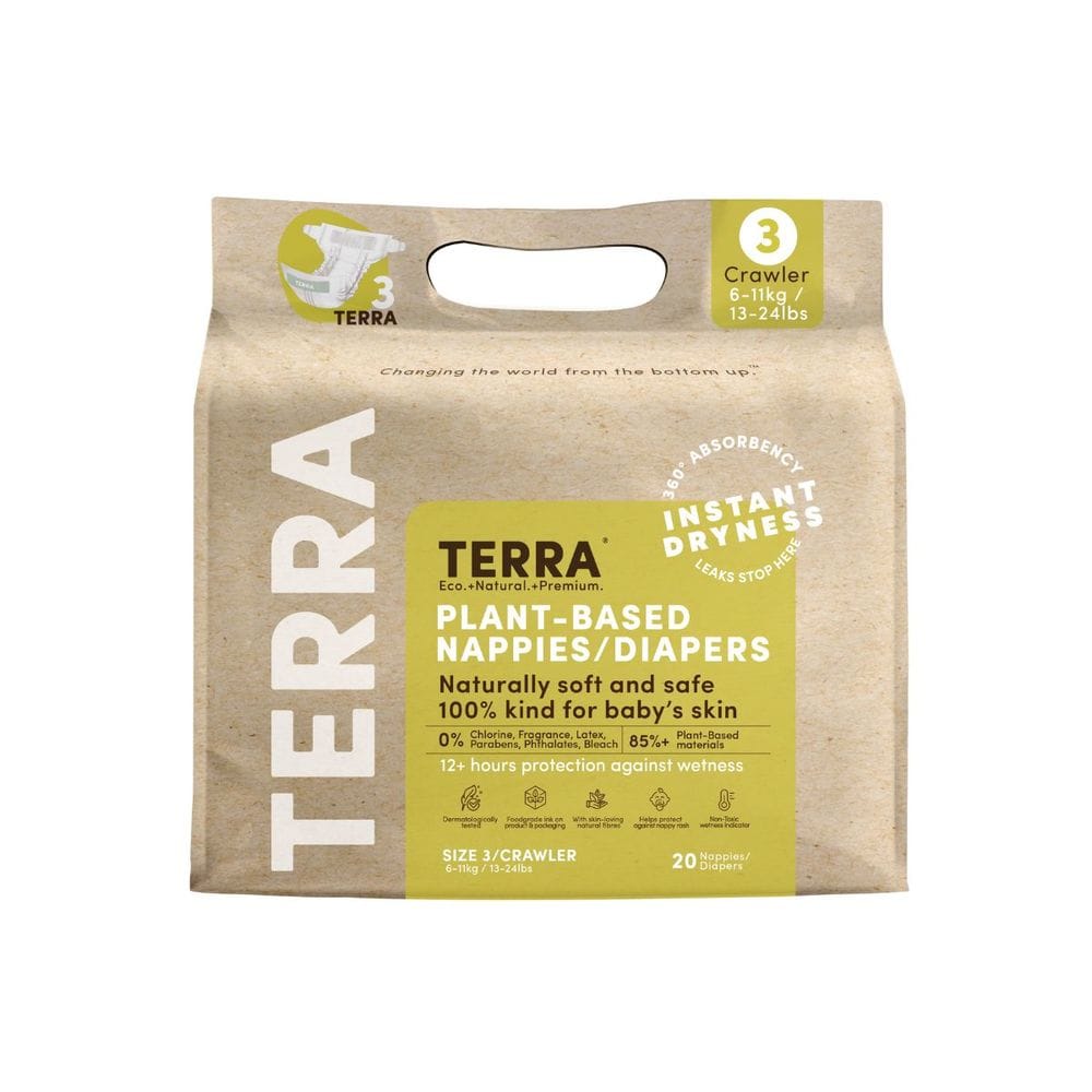 Terra 6-11kg Crawler Size 3 Biodegradable Nappies, 20 Count