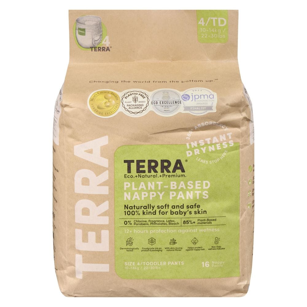 Terra Toddler Size 4 Biodegradable Nappy Pants, 16 Count