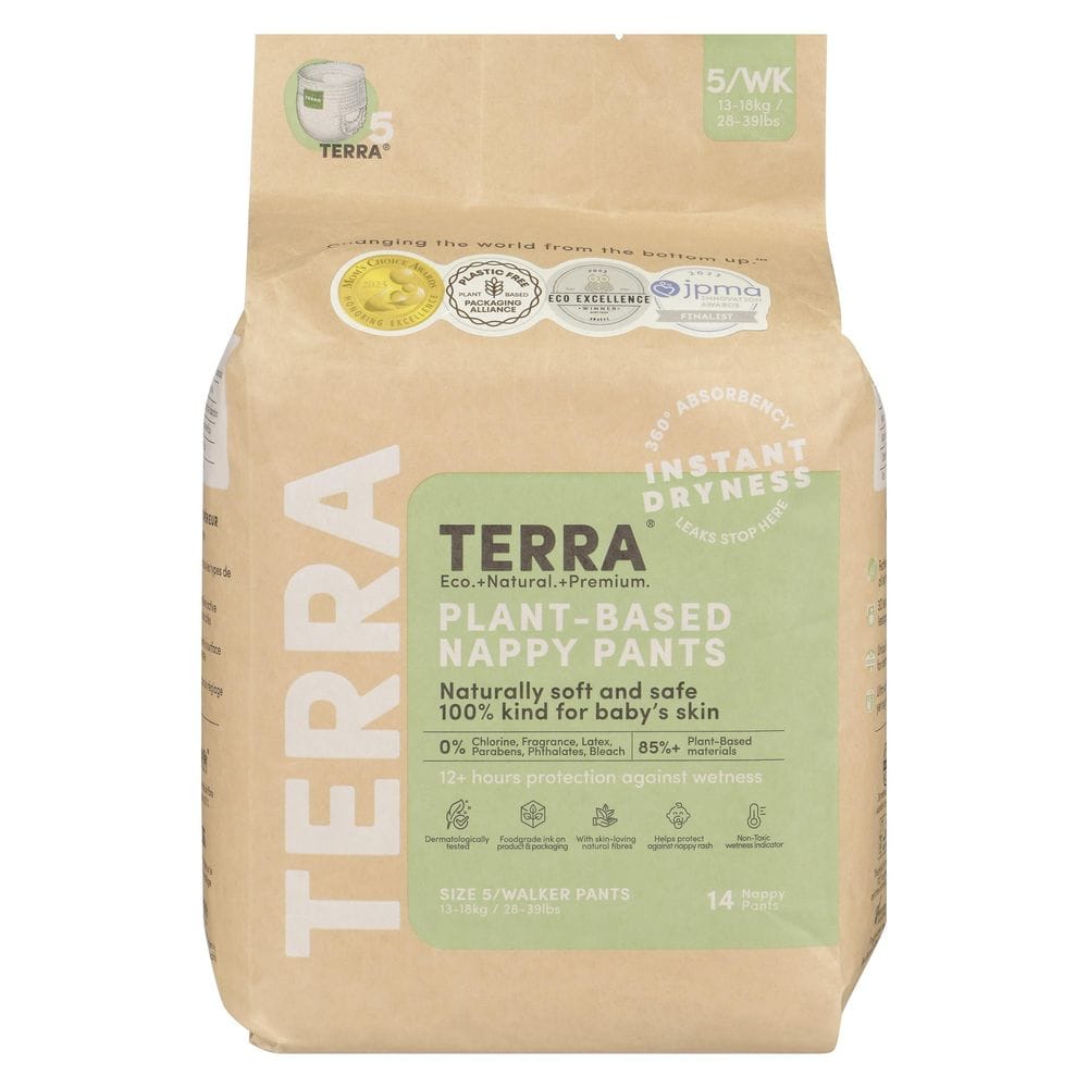 Terra Size 7 Walker 13-18kg Biodegradable Nappy Pants, 14 Count