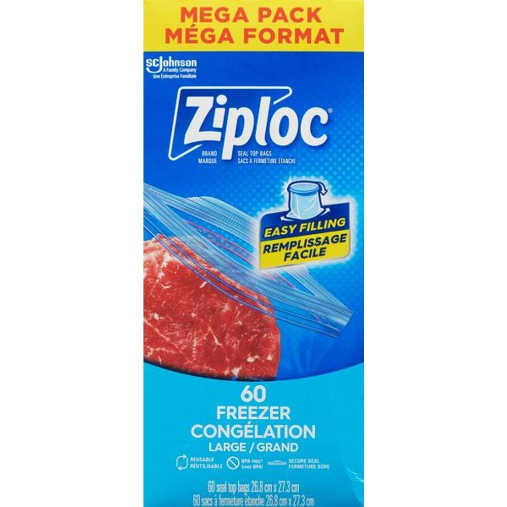 Ziploc Grip N Seal 26.8 X 27.3 Cm Large Freezer Bag, 60 Count -- 9 Per Case