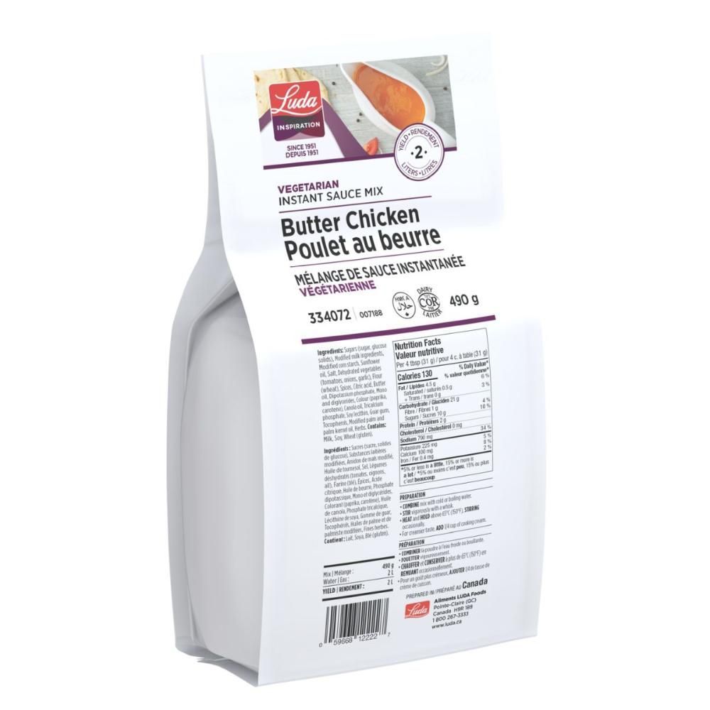 Luda Inspiration ,préparation Pour Sauce Instantanée Au Poulet Au Beurre, 490 G – 4 Sachets Par Boîte