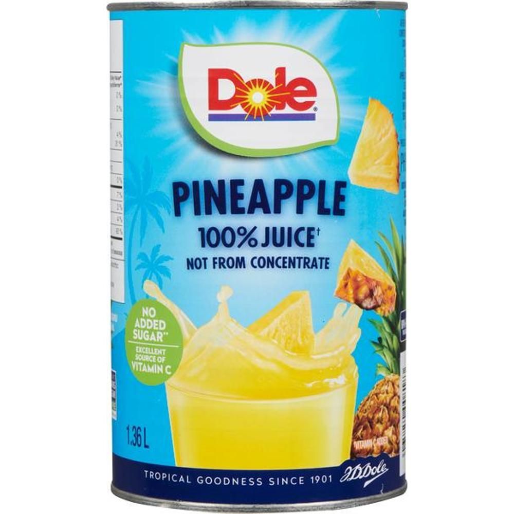 Dole Unsweetened Pineapple Juice, 1.36 L -- 12 Per Case