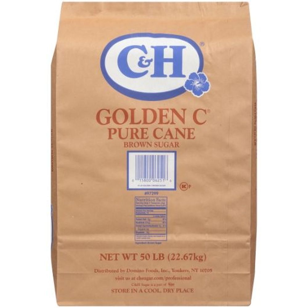 C&h Golden C Pure Cane Golden Brown Sugar, 50 Pound