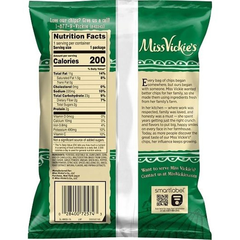 Miss Vickie's Spicy Dill Pickled Kettle Cooked Potato Chips, 1.375 Ounce -- 64 Per Case