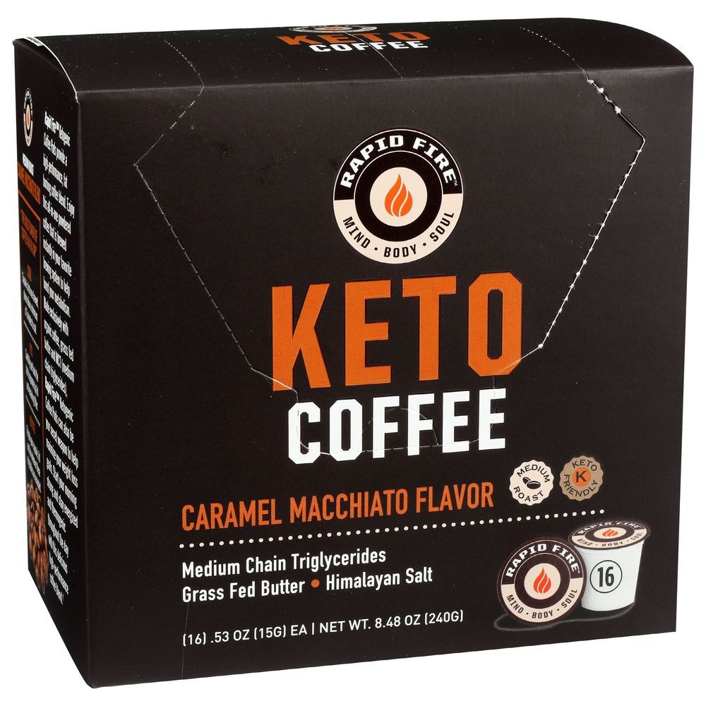 Rapid Fire Caramel Macchiato Medium Keto Coffee Pod, 16 Count