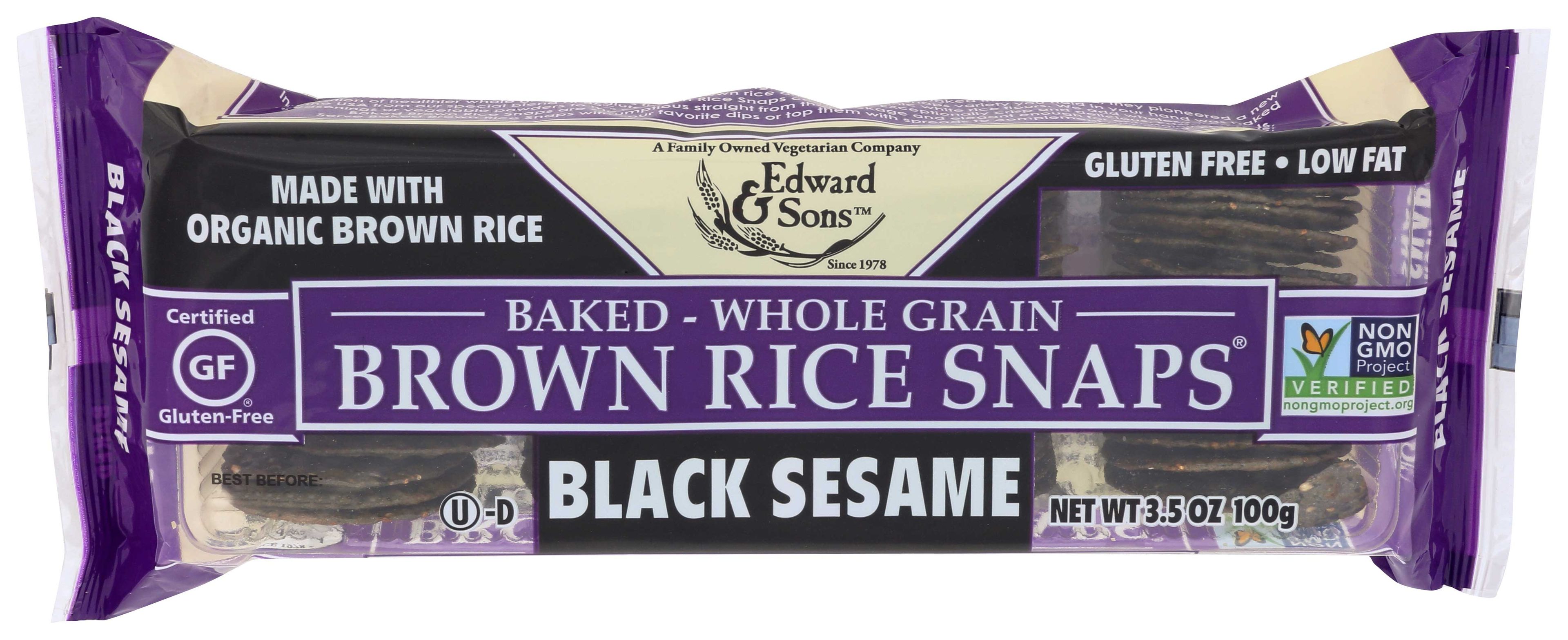 Edward & Sons Organic Black Sesame Brown Rice Snap, 3.5 Ounce -- 12 Per Case