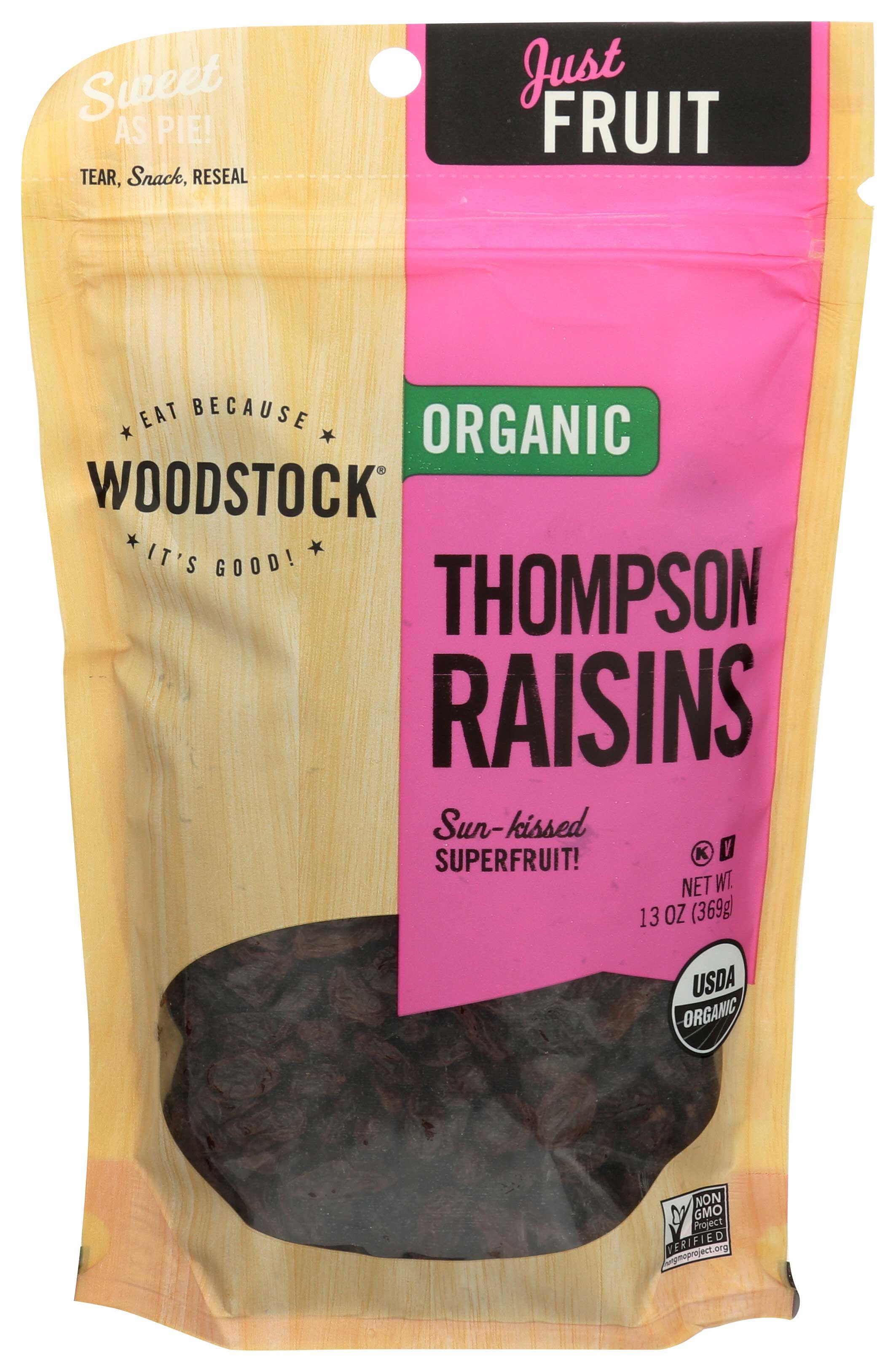 Woodstock Farms Organic Thompson Raisin, 13 Ounce -- 8 Per Case