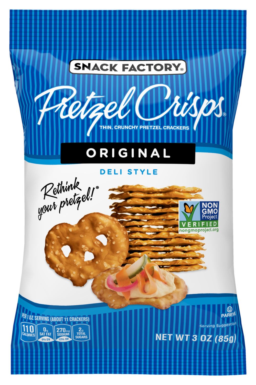 Pretzel Crisps Original Chips, 3 Ounce -- 8 Per Case