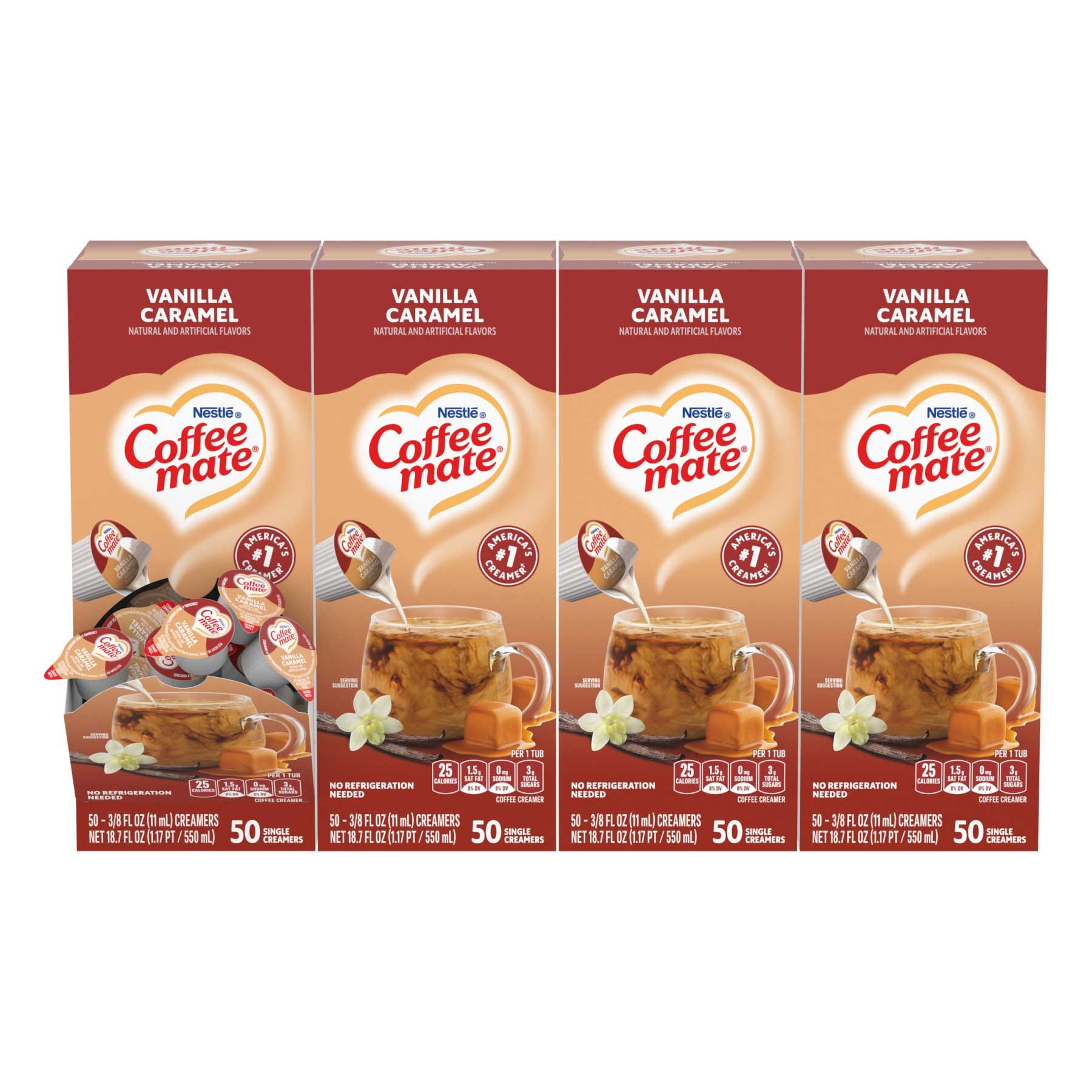 Coffee-mate Creamer Vanilla Caramel, 0.374 Fluid Ounce -- 4 Per Case