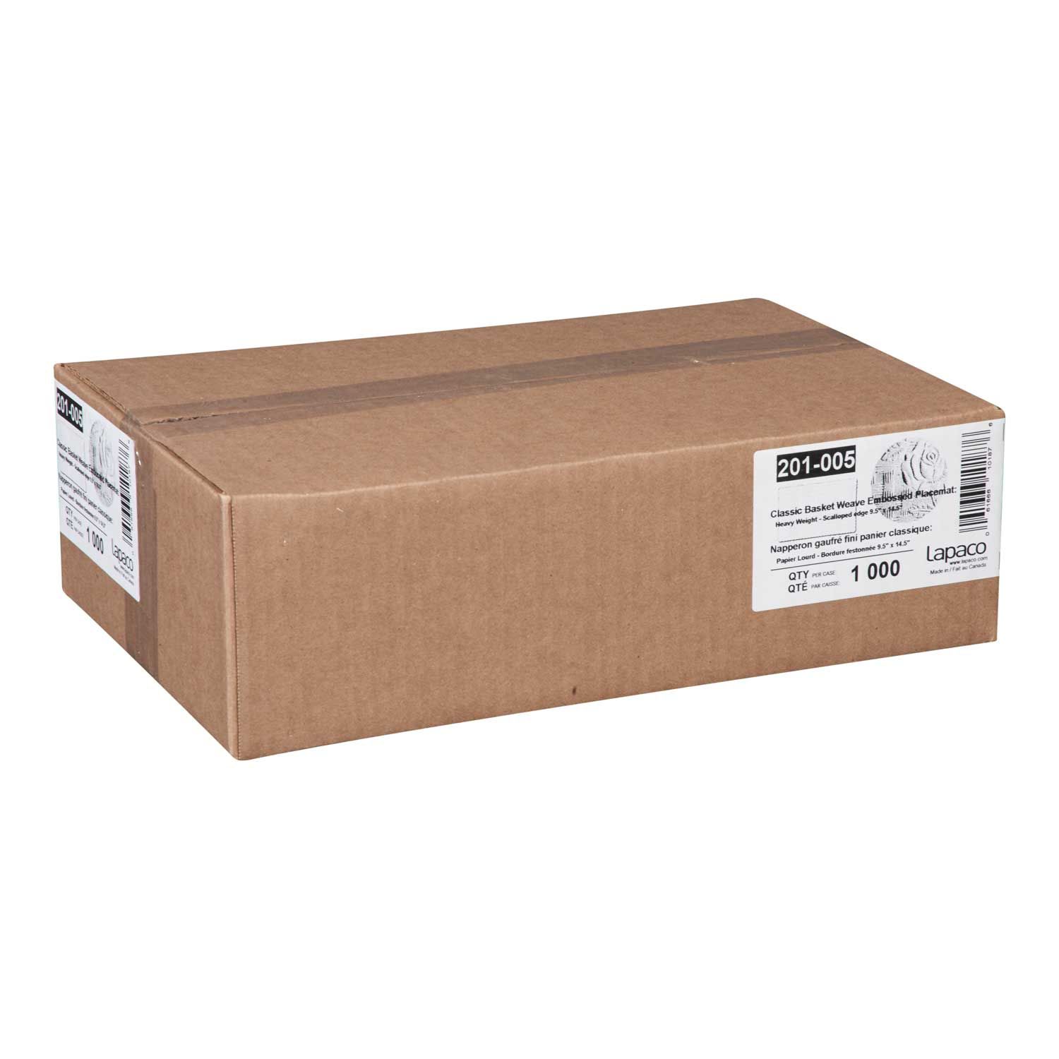Lapaco Classic Basket Weave Heavy Bond Embossed Placemat, 10 X 14 Inch -- 1000 Per Case