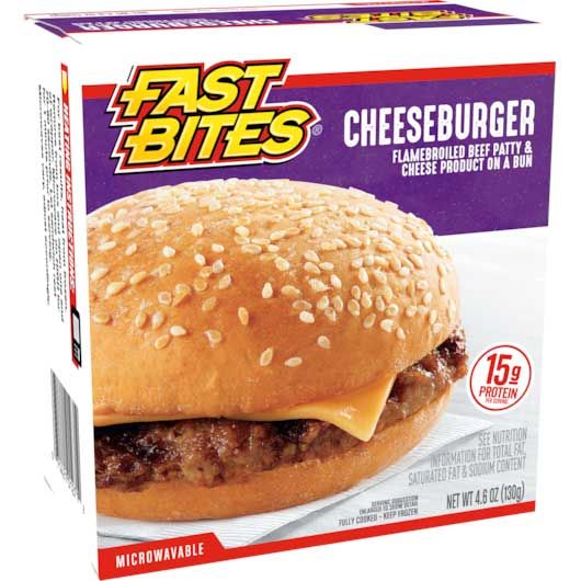 Fast Bites Cheeseburger With Bun, 4.6 Ounce -- 30 Per Case
