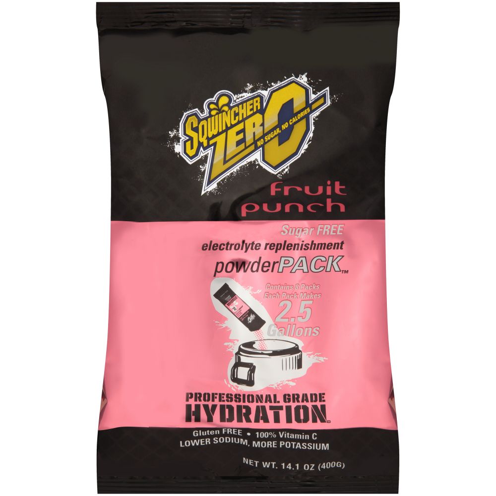 Sqwincher Zero Fruit Punch Instant Drink Mix, 2.5 Gallon -- 32 Per Case
