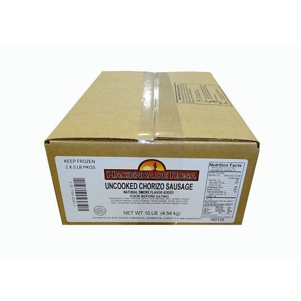Hacienda De Rosa Uncooked Natural Smoke Flavor Added Raw Chorizo Sausage, 5 Pound -- 2 Per Case