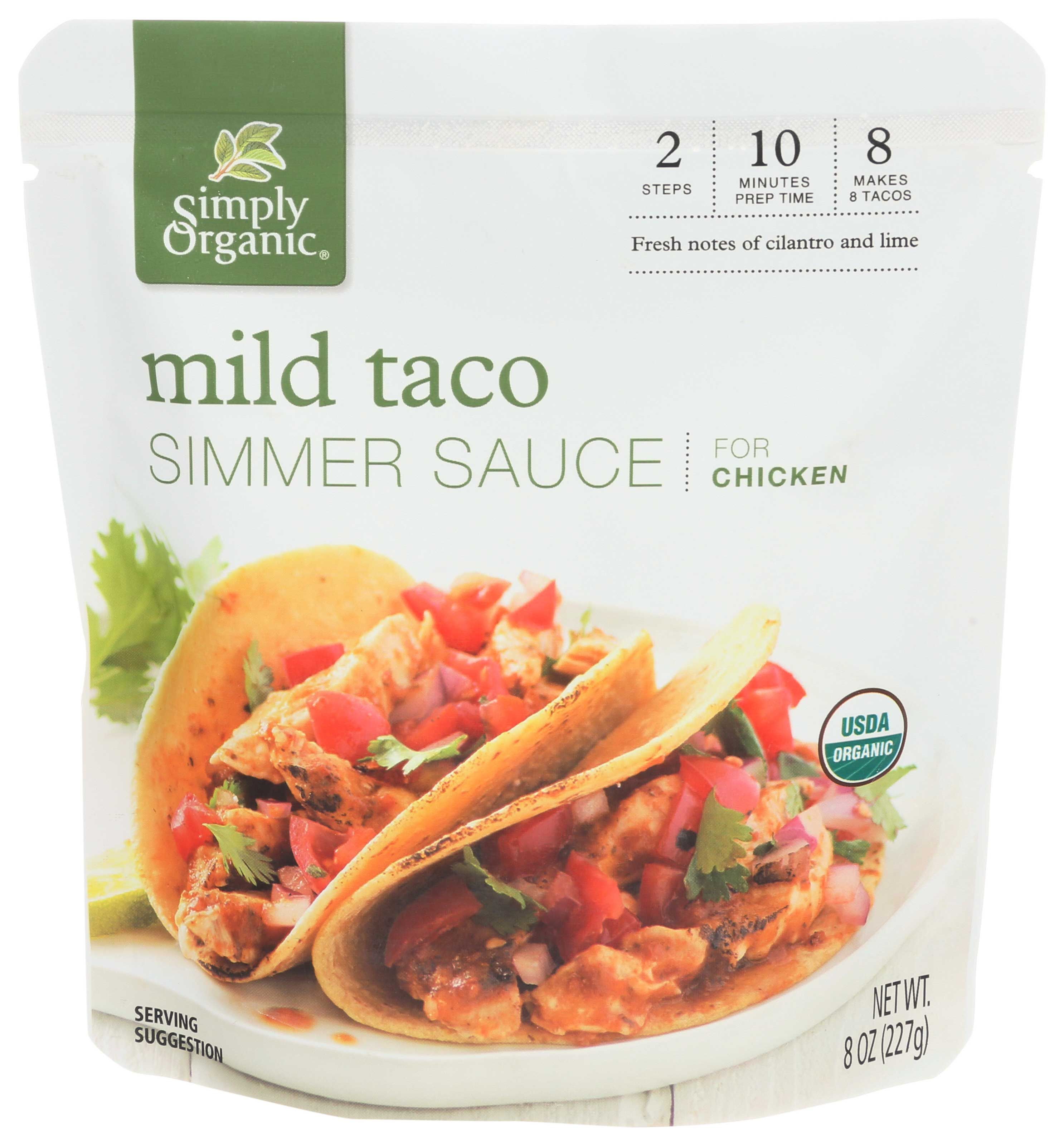 Simply Organic Mild Taco Simmer Sauce, 8 Ounce -- 6 Per Case.