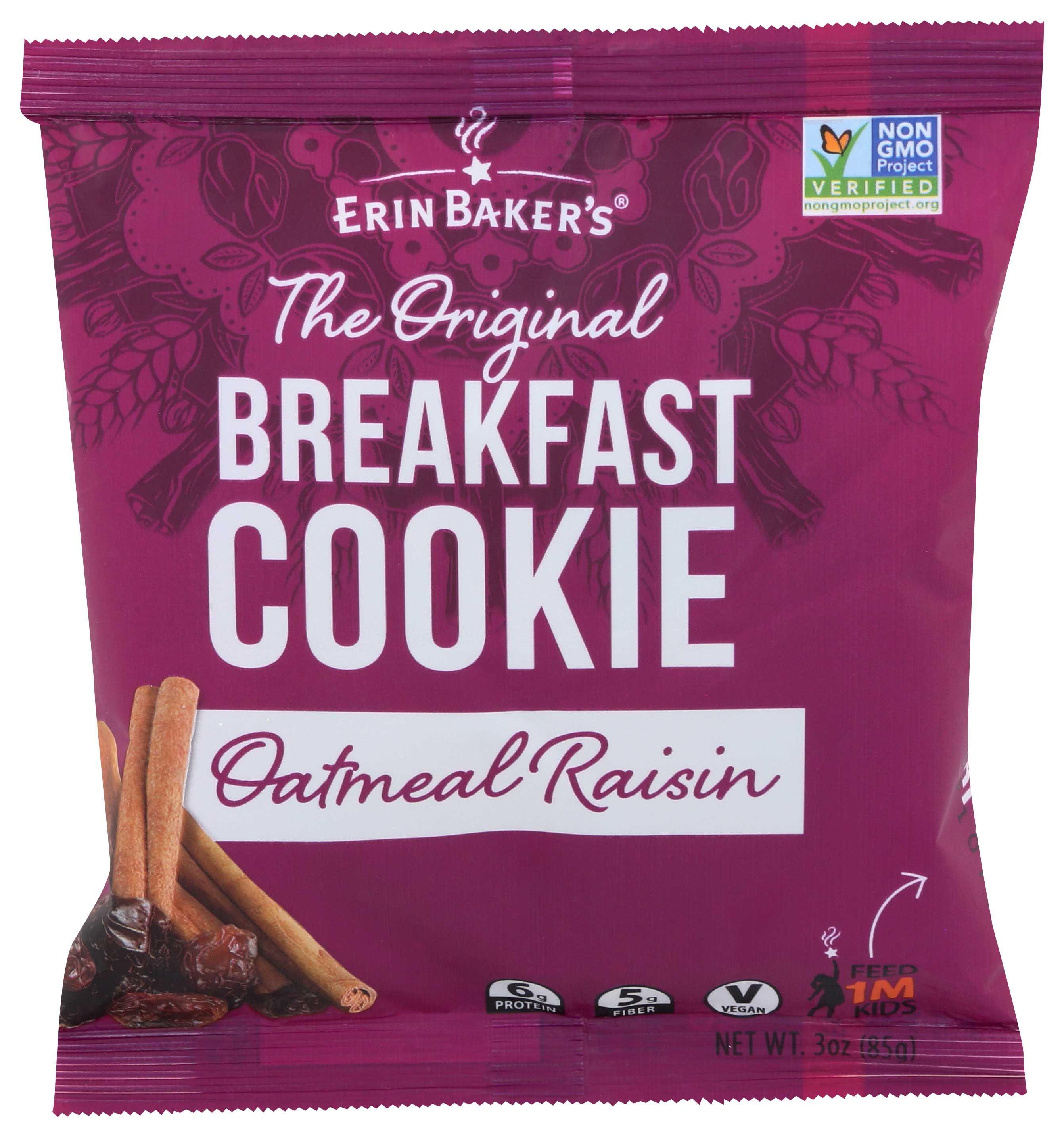 Erin Baker's Oatmeal Raisin Breakfast Cookie, 3 Ounce -- 12 Per Case