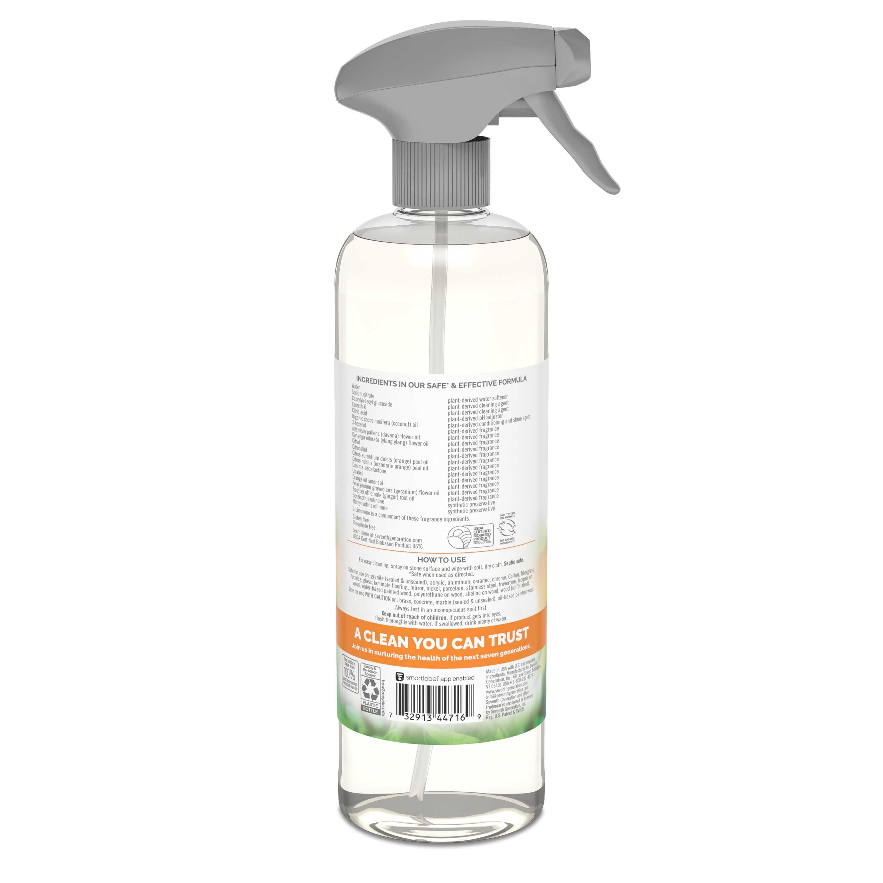 Seventh Generation Mandarin Orchard Scent Granite And Stone Cleaner, 23 Fluid Ounce -- 8 Per Case