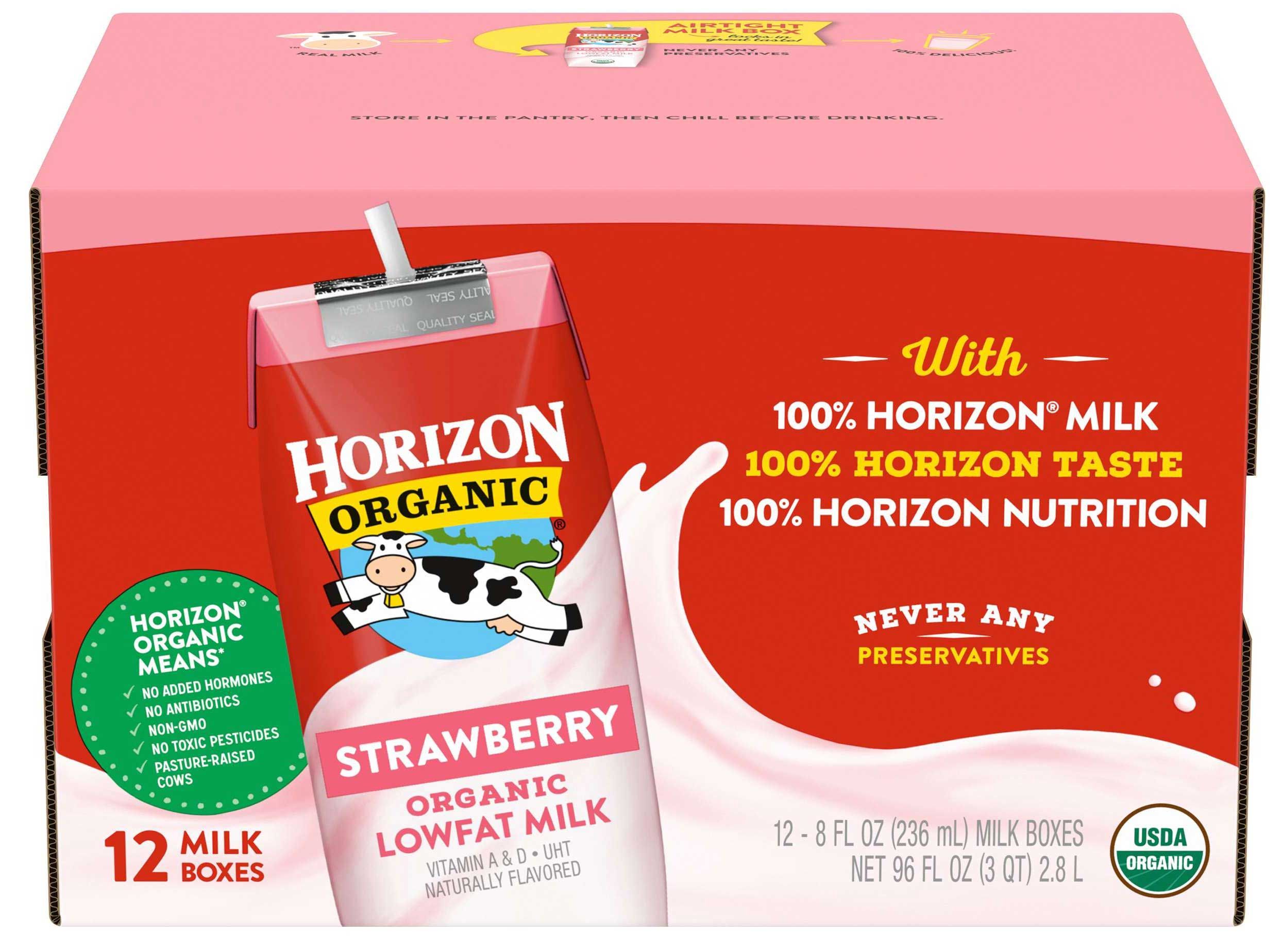 Horizon Organic Strawberry Low Fat Milk, 8 Fluid Ounce -- 12 Per Case