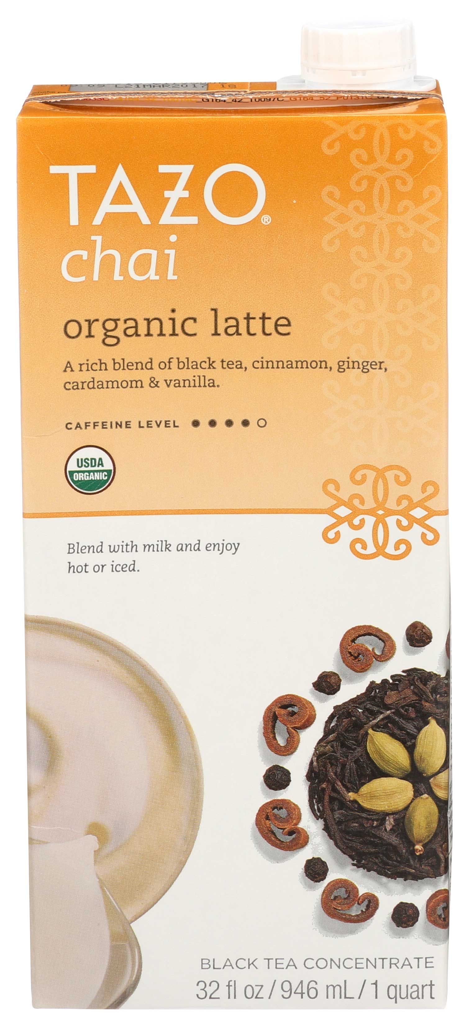 Tazo Latte Concentrate Organic Chai Tea, 32 Ounce -- 6 Per Case