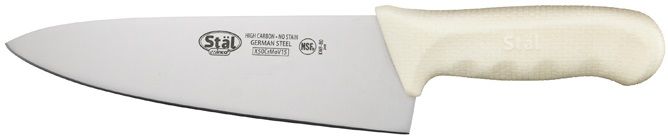Winco Stal Chefs Knife With White Handle, 8 Inch