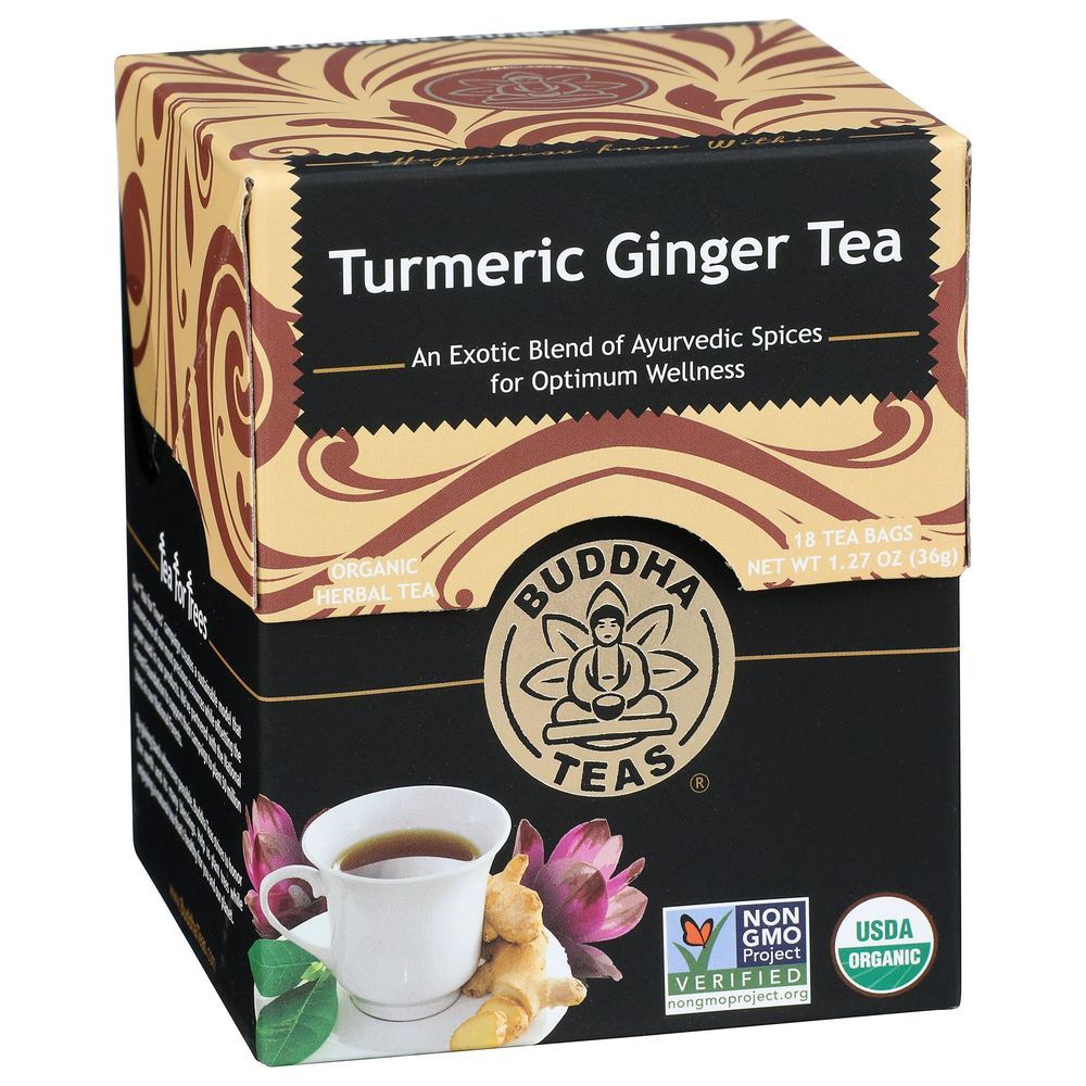 Buddha Teas Organic Turmeric Ginger Tea, 18 Tea Bags -- 6 Per Case