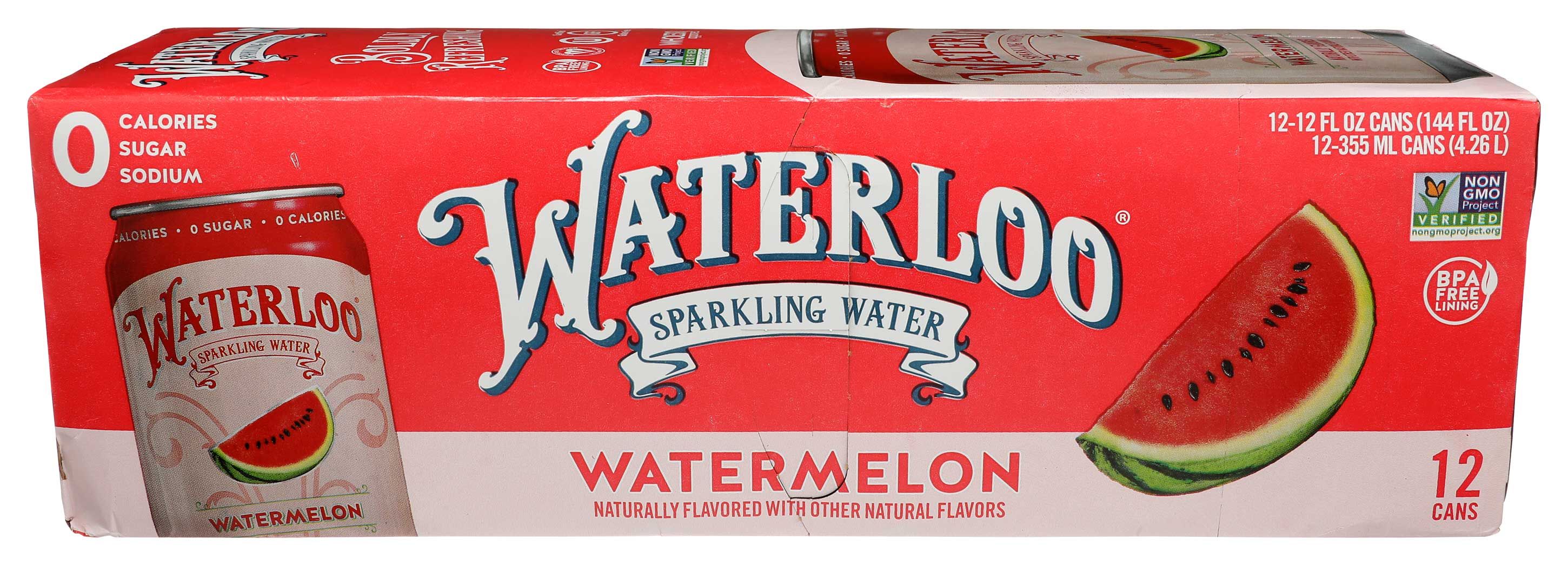 Waterloo Watermelon Sparkling Water, 144 Fluid Ounce -- 2 Per Case