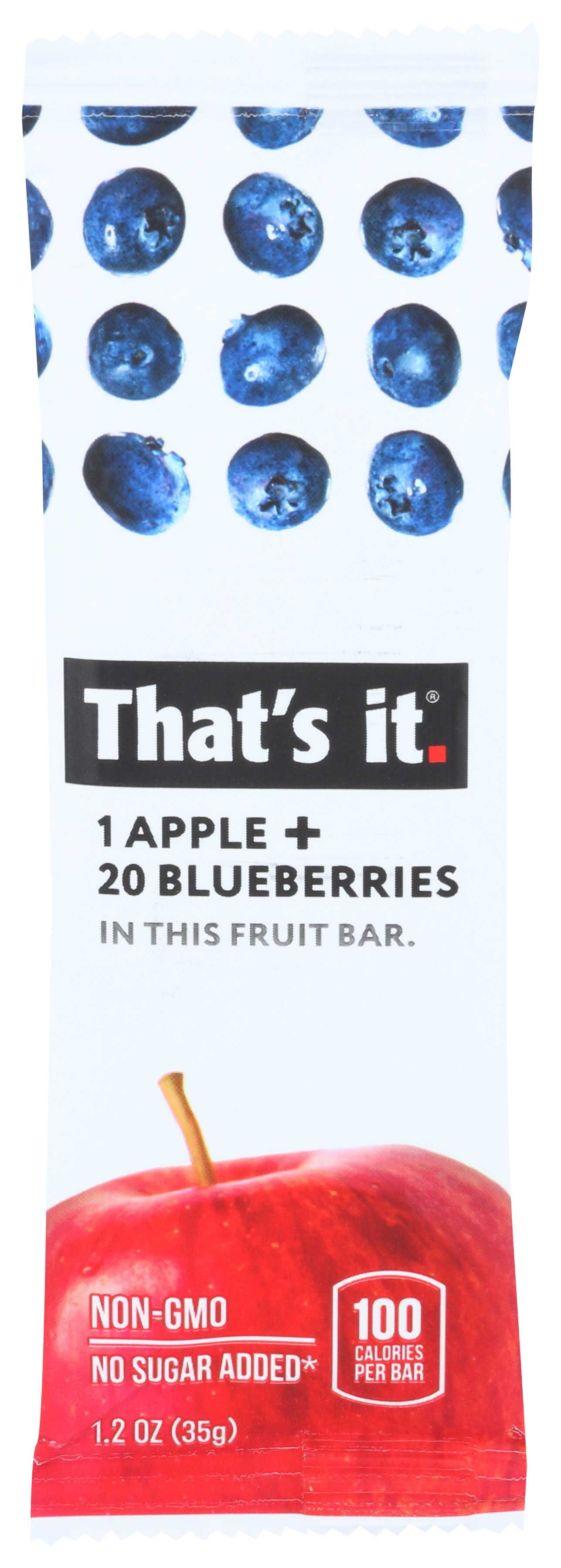 That's It Apple Plus Blueberries Fruit Bar, 1.2 Ounce -- 12 Per Case