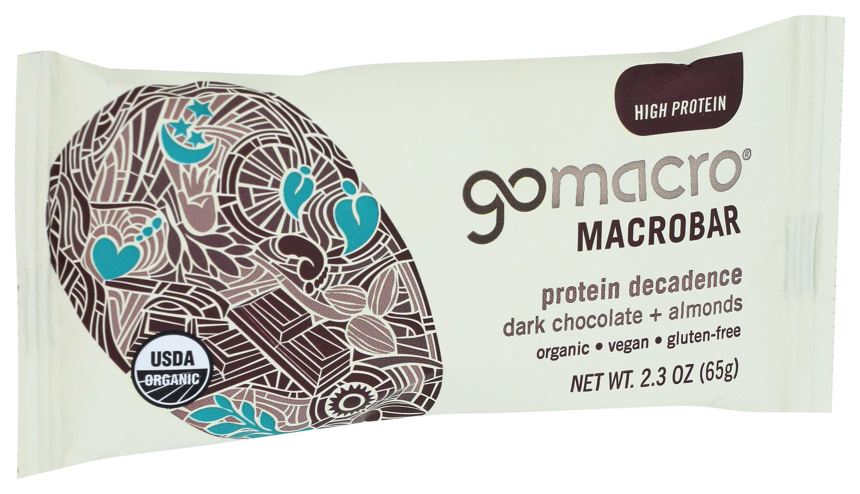 Gomacro Organic Dark Chocolate And Almonds Macro Bar, 2.3 Ounce -- 12 Per Case