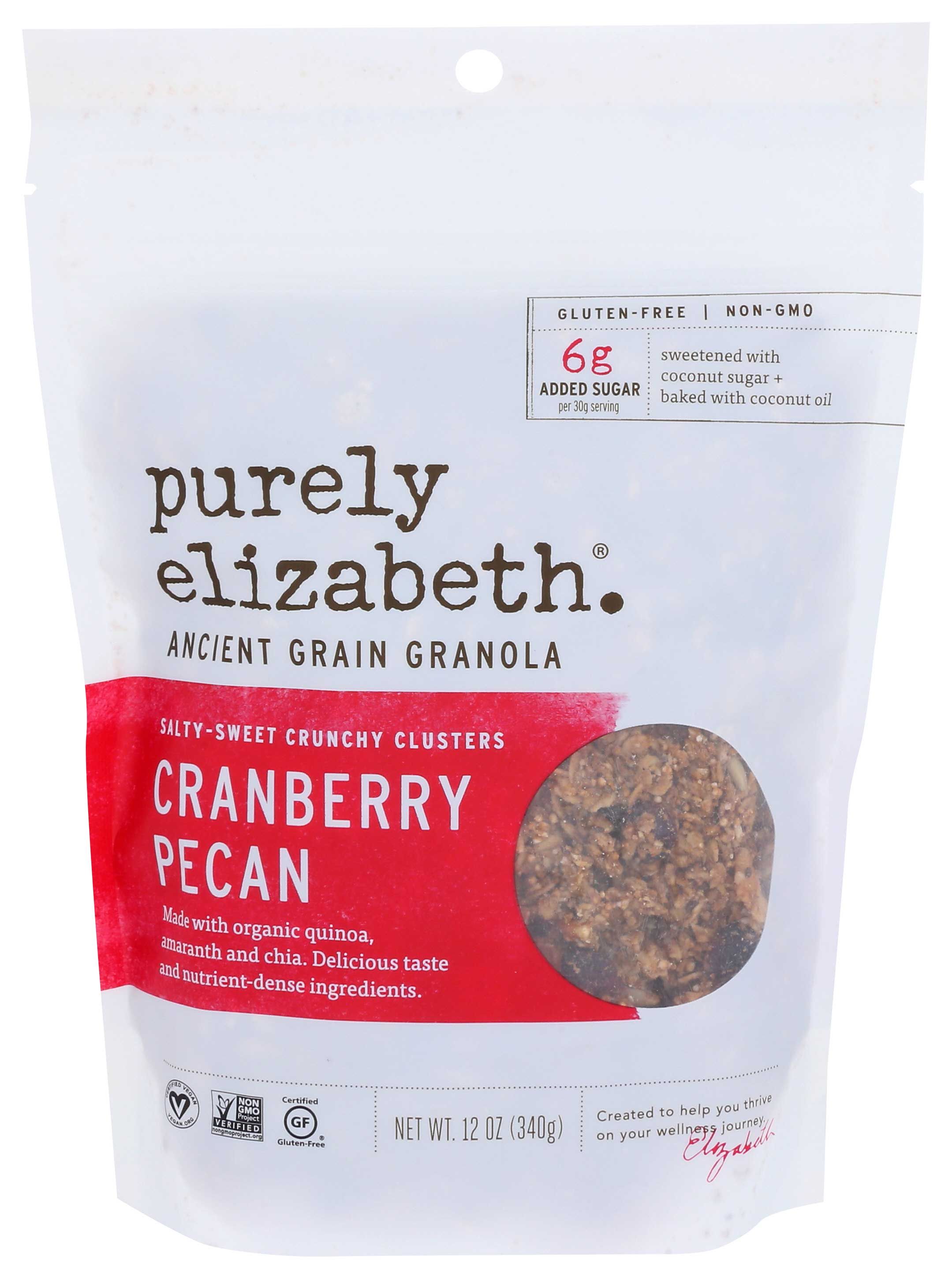Purely Elizabeth Organic Cranberry Pecan Ancient Grain Granola Cereal, 12 Ounce -- 6 Per Case
