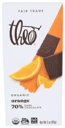 Theo Organic Classic Combination Dark Chocolate Bar with Orange, 3 Ounce -- 12 per case