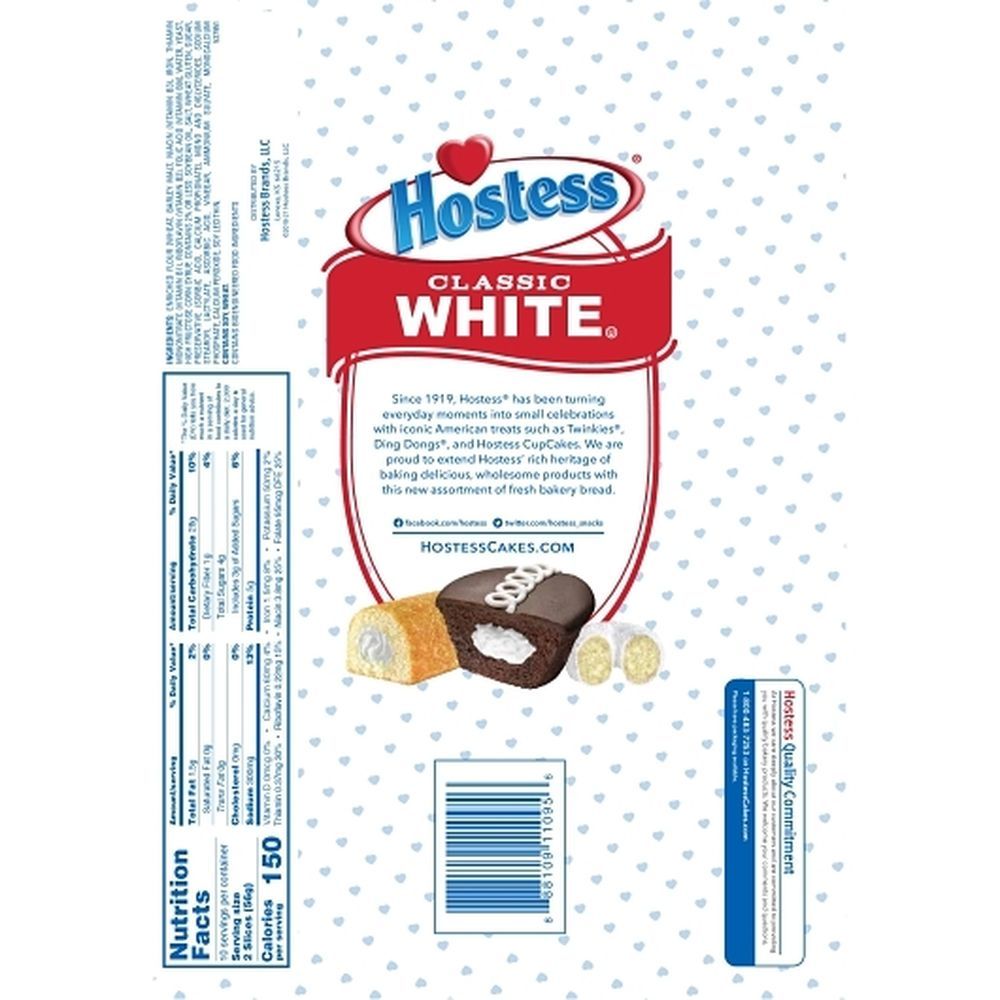 Hostess Classic White Bread, 18 Ounce -- 4 Per Case