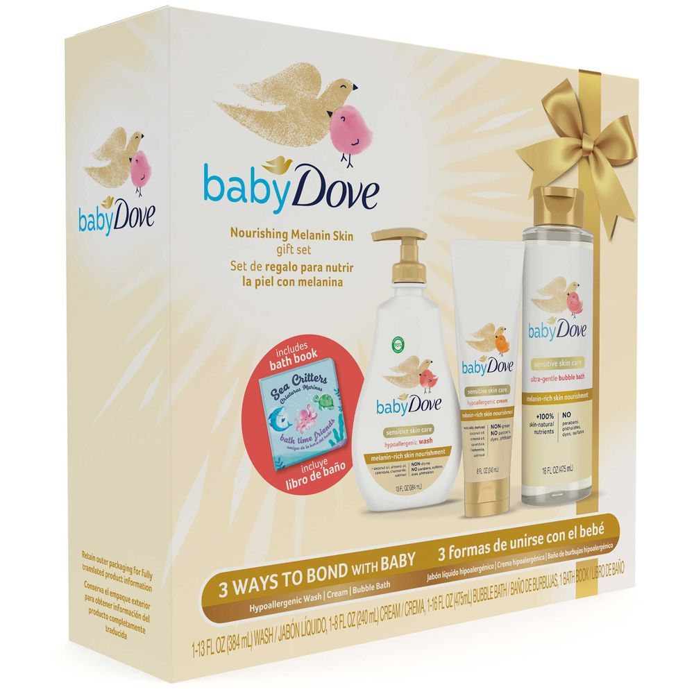 Baby Dove Sensitive Skin Care Hypoallergenic Cream Wash And Ultra-gentle Bubble Bath Gift Set, Set Of 3 -- 2 Set Per Case