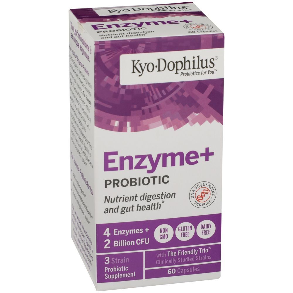 Kyolic Kyo Dophilus Enzyme Plus Probiotic Supplement Capsules, 60 Count