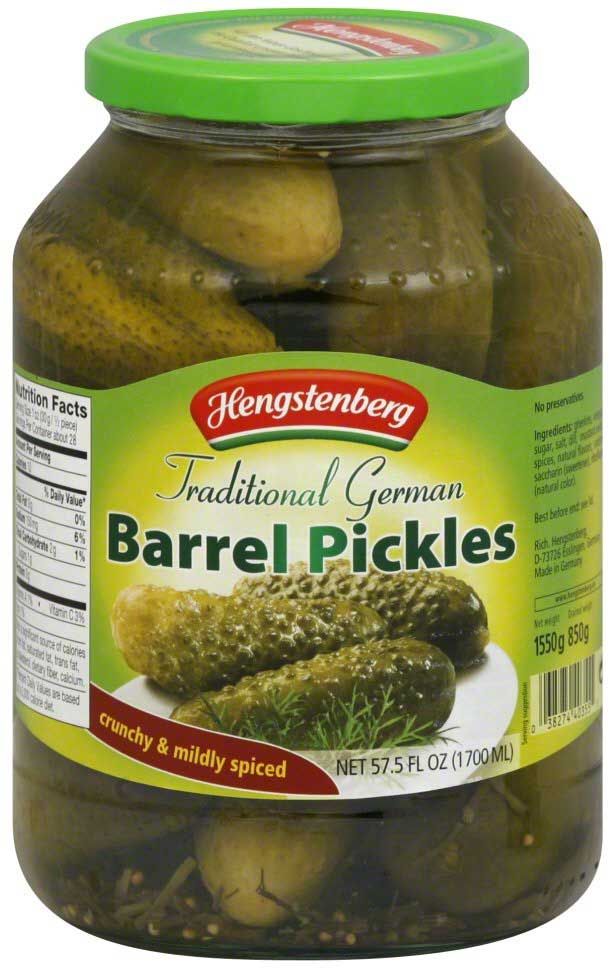 Hengstenberg Large Gherkin Barrel Pickles, 57.5 Ounce -- 6 Per Case