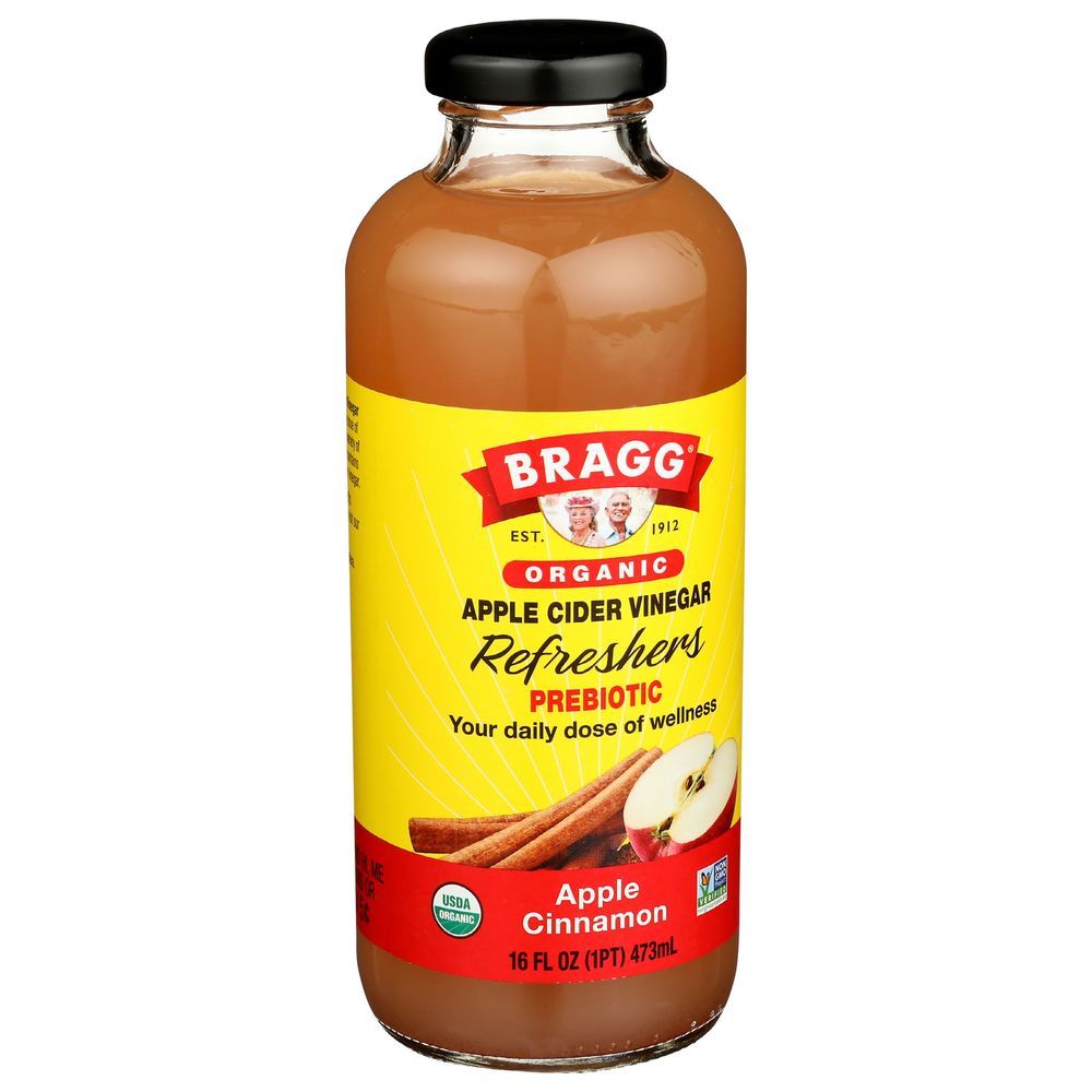 Bragg Organic Apple Cinnamon Apple Cider Vinegar Refresher, 16 Fluid Ounce -- 12 Per Case