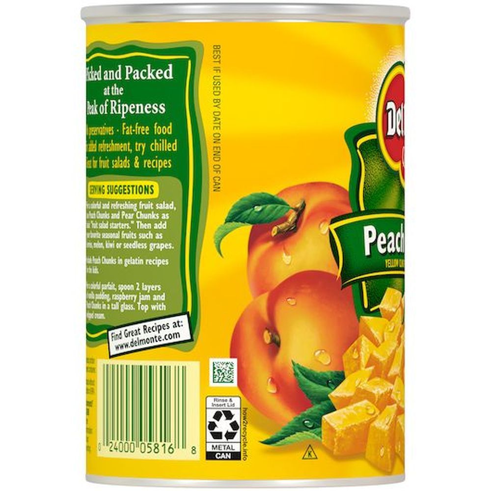 Del Monte Yellow Cling Peach Chunks In Heavy Syrup, 15.25 Ounce -- 12 Per Case