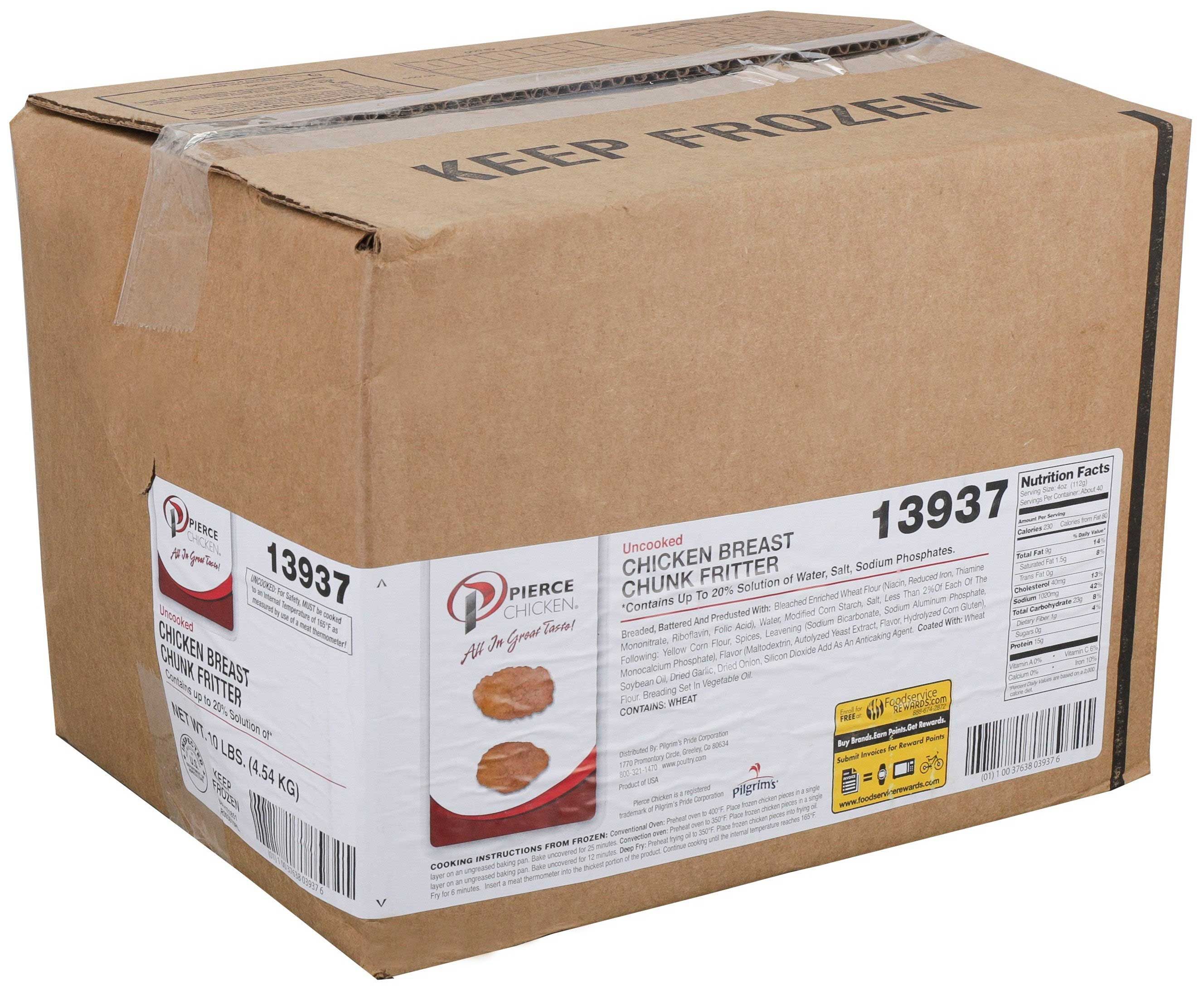 Pierce Chicken Homestyle Uncooked Breaded Chicken Breast Chunk Fritter, 5 Pound -- 2 Per Case