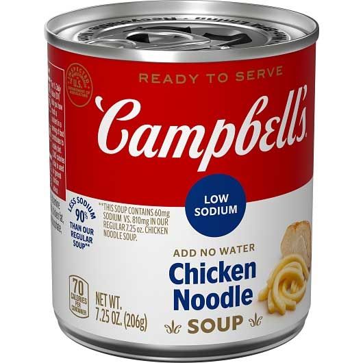 Campbell's Ready To Serve Low Sodium Chicken Noodle Soup, 7.25 Ounce -- 24 Per Case