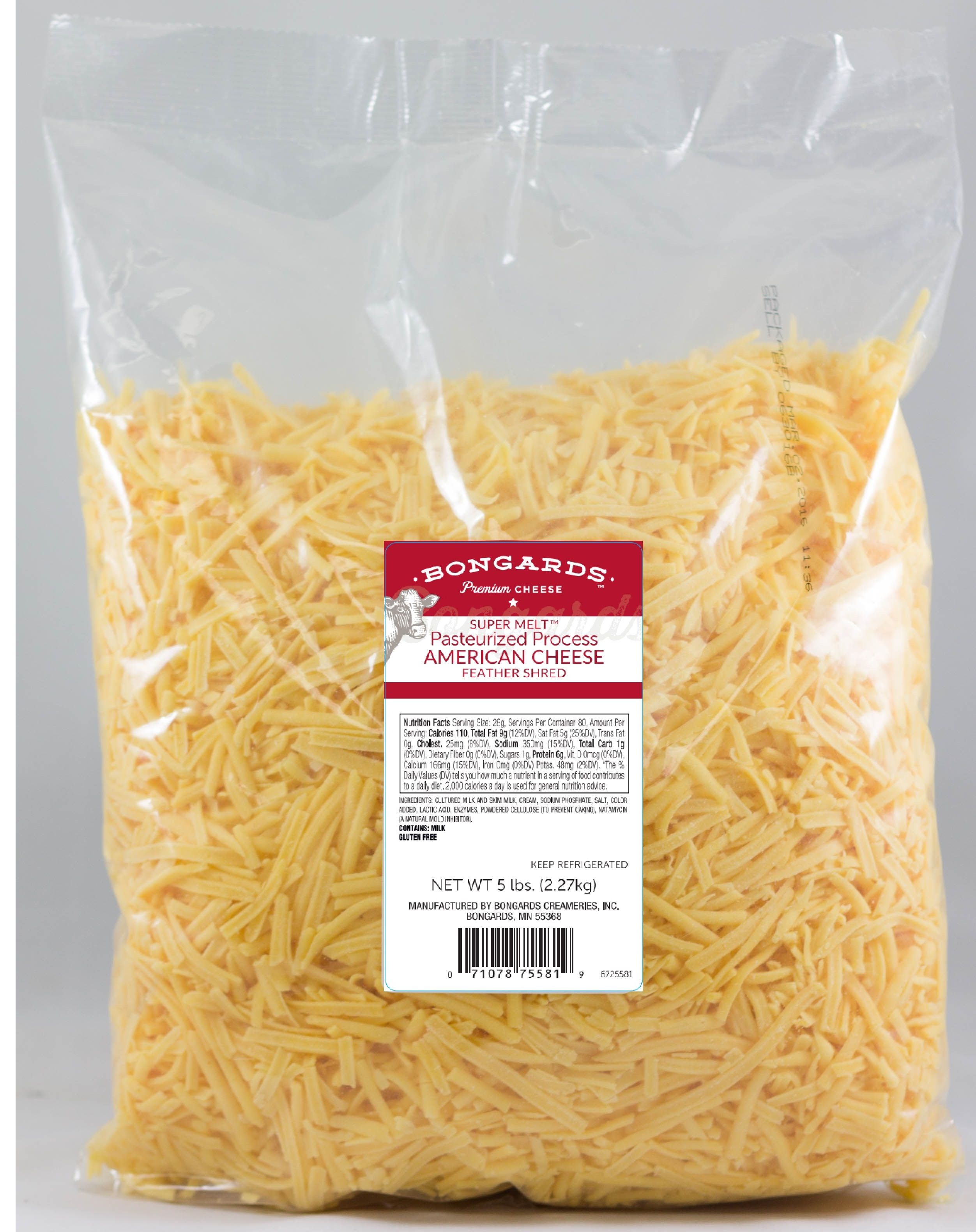 Bongards Super Melt Yellow Processed Shredded Cheese, 5 Pound -- 4 Per Case