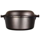 Lodge 5 Quart Seasoned Cast Iron Double Dutch Oven with Loop Handles