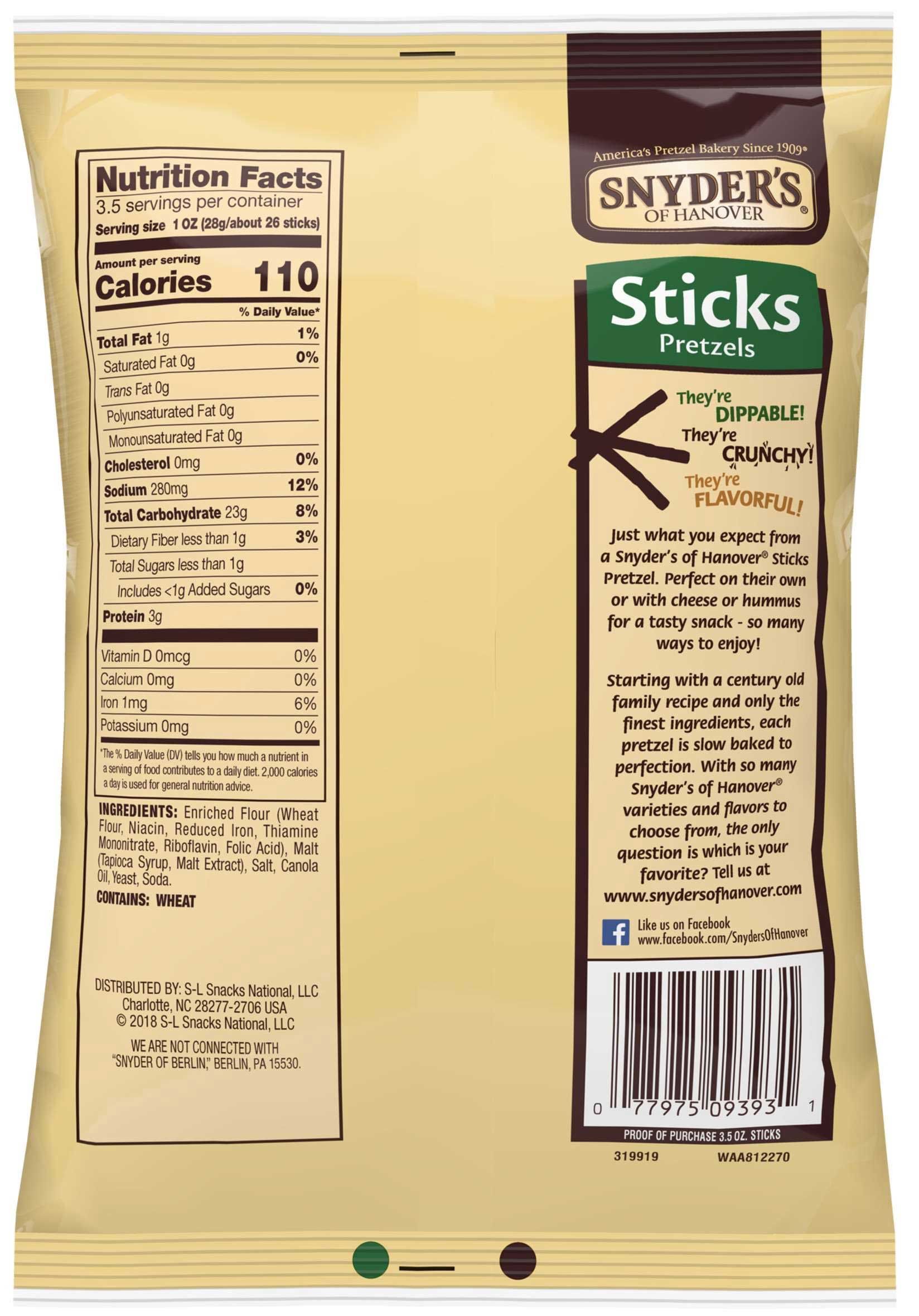 Snyder's Of Hanover Pretzel Sticks With Hole, 3.5 Ounce -- 8 Per Case