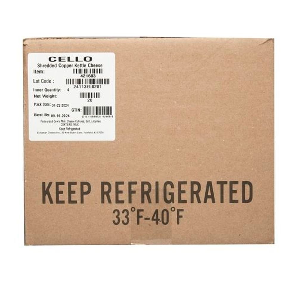 Cello Copper Kettle Shredded Cheese, 5 Pound -- 4 Per Case