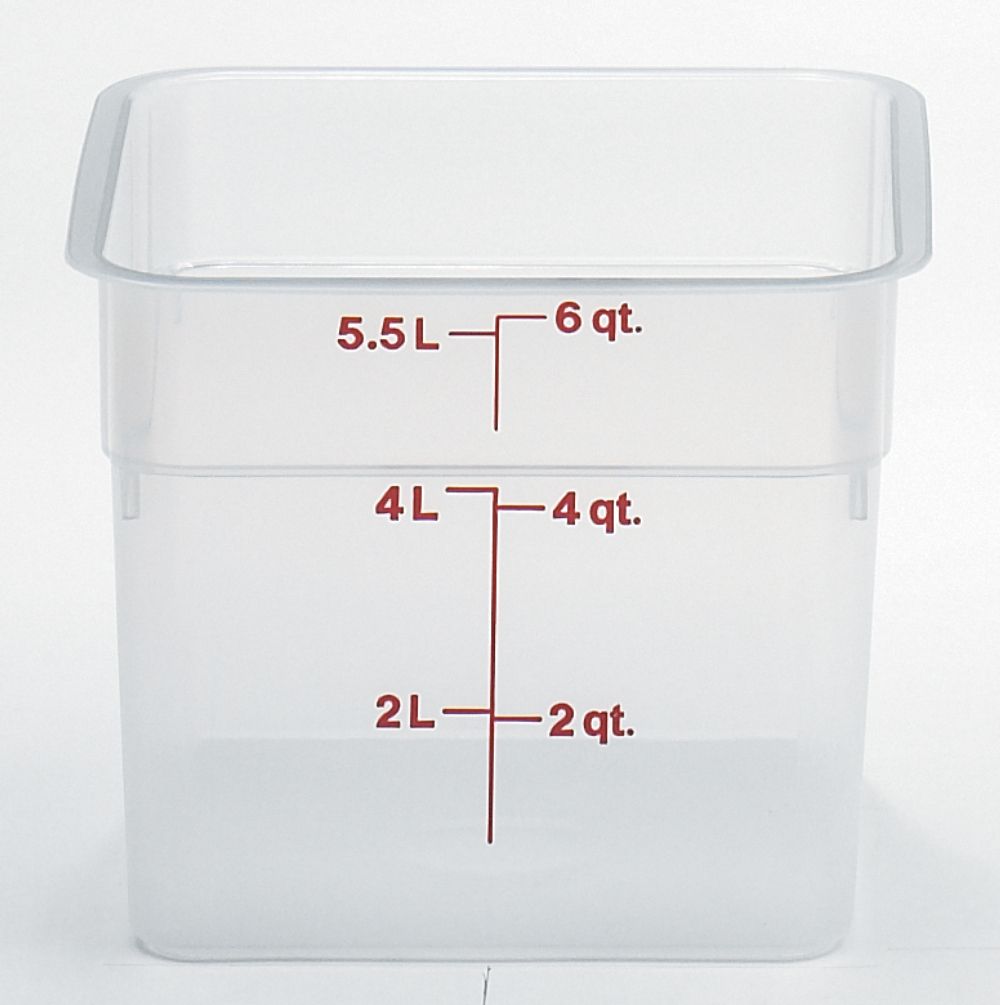 Cambro Camsquares Classic Translucent Polypropylene Food Storage Container With Winter Rose Graduation, 6 Quart Capacity -- 6 Per Case