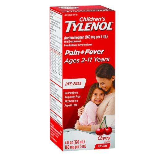 Children's Tylenol Dye Free Cherry Flavor Oral Suspension, 4 Fluid Ounce -- 36 Per Case