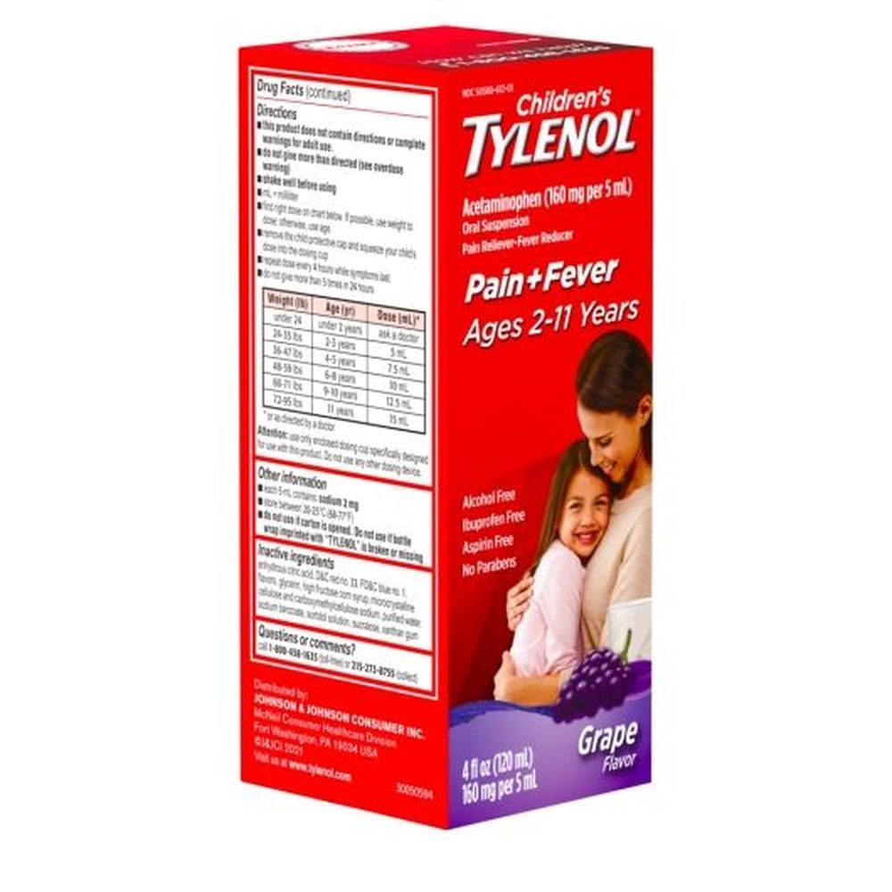 Children's Tylenol Grape Flavor Pain And Fever Reducer, 4 Fluid Ounce -- 36 Per Case