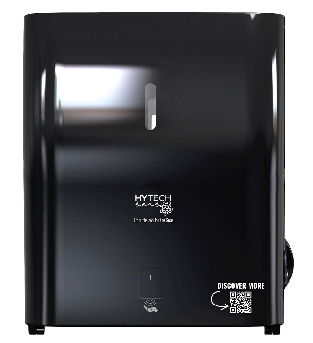 Sofidel America Hy Tech Seas Black Recylced Plastic Hardwound No-touch Electronic Proprietary Dispenser, 14.2 X 11.8 X 9.8 Inch