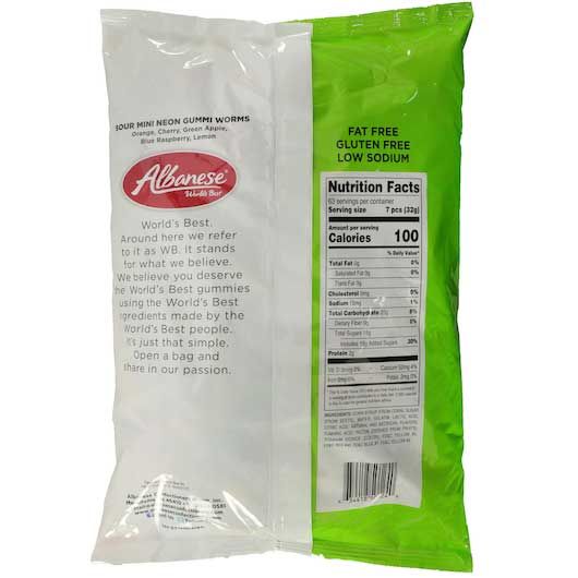 Albanese Sour Mini Neon Gummi Worms, 4.5 Pound -- 4 Per Case