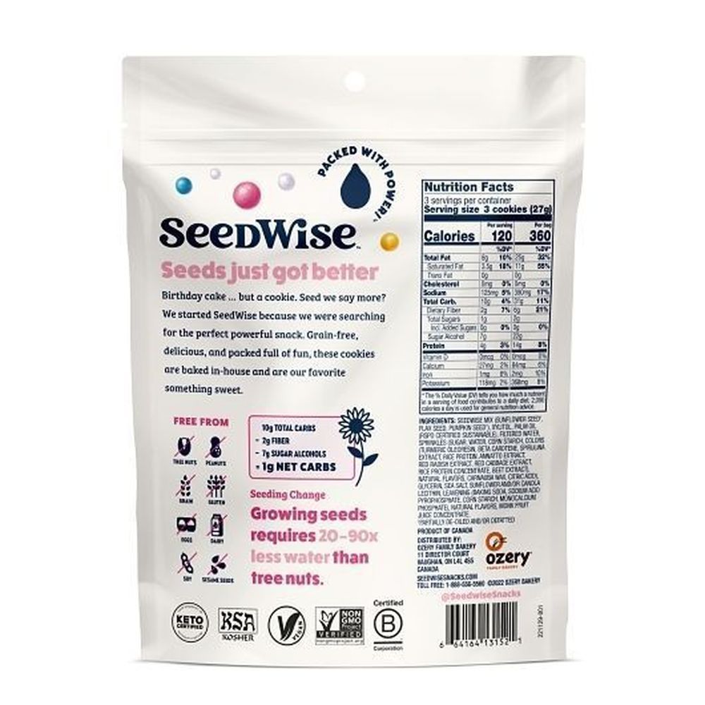 Seedwise Birthday Cake Cookies, 2.86 Ounce -- 6 Per Case