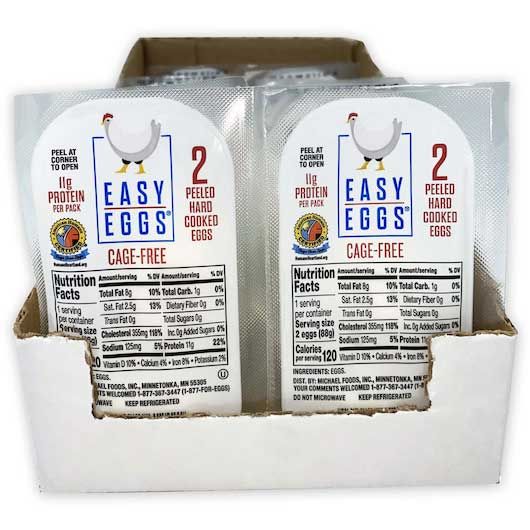 Easy Eggs Cage Free Peeled Hard Cooked Eggs, 2 Count -- 14 Per Case